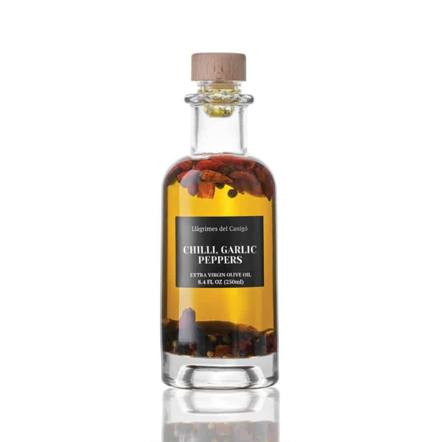 CANPEPPERS25 Chili, Garlic & Pepper Olive Oil - Llàgrimes del Canigó - Case (6 x 8.45 fl oz)