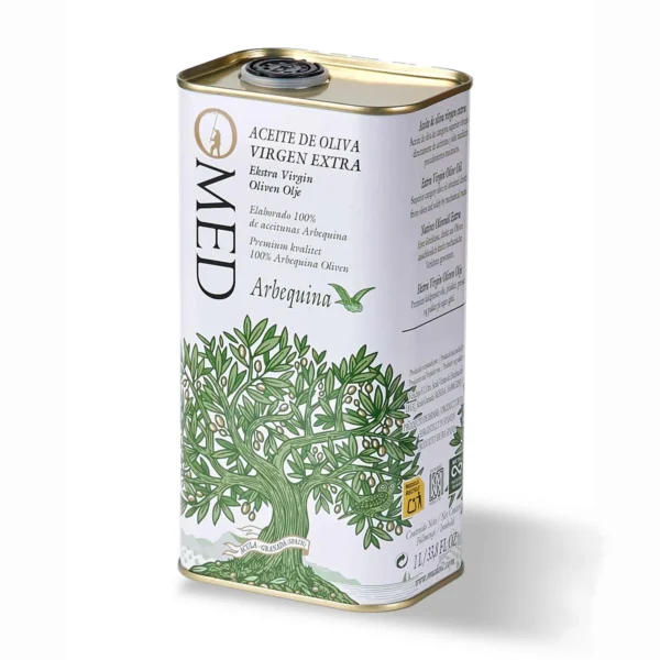 O ARB 1L TIN Arbequina EVOO – O-MED – Case (9 x 33.8 oz)