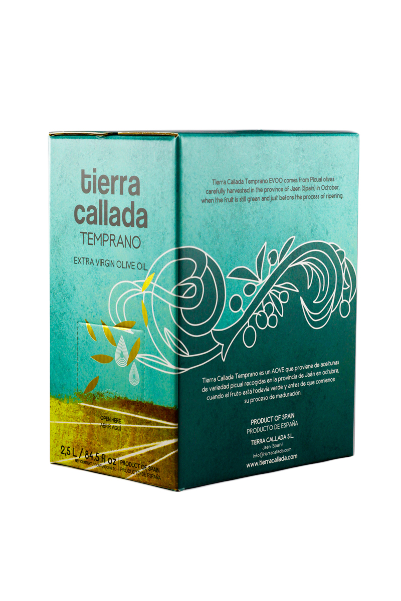 Box with several bottles of Tierra Callada gourmet olive oil
